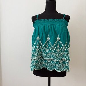 Embroidered Teal Women's Top